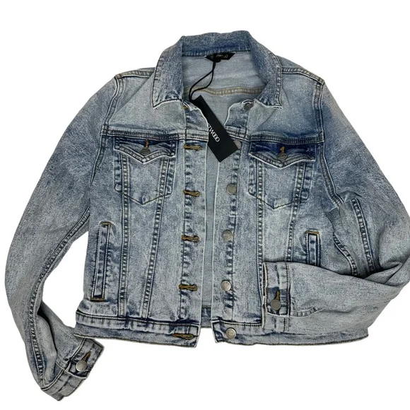NWT Free People x Driftwood Trucker Bandana Insert Denim Jacket xs - Picture 4 of 12